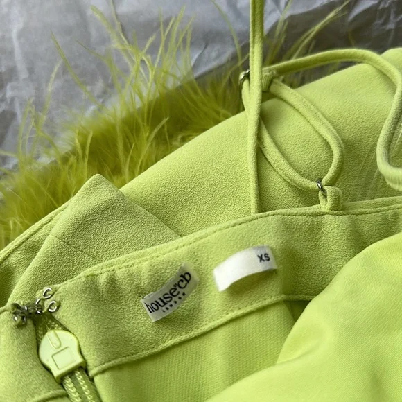 House of CB ‘Alessia’ Lime Feathered Midi Dress NWOT size XS‎ $299 - Picture 16 of 16